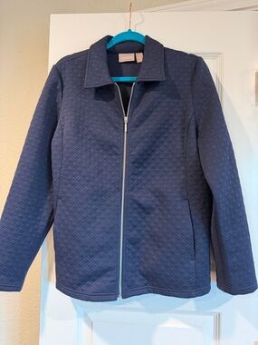 Chico's Quilted Zip-Up Jacket in Deep Navy